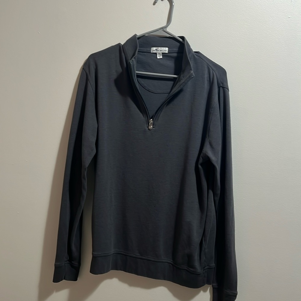 Peter Millar 1/4 zip pullover. Gray